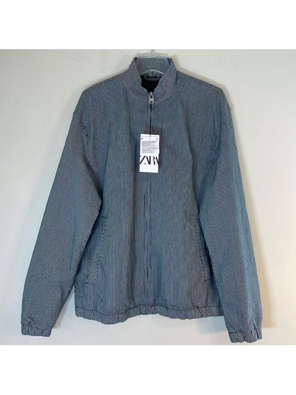 Zara Blue White Stripe Full Zip Jacket. Men’s XL. NWT.